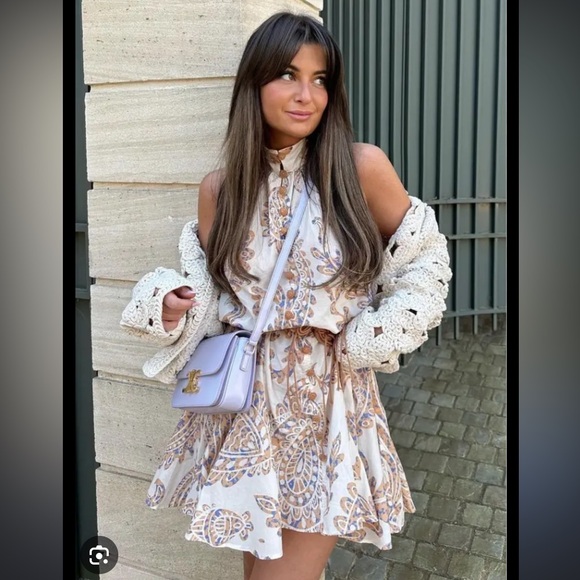 Zara printed belted dress - Picture 3 of 12